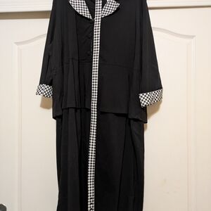 Unique Vintage Black Dress with Checkered Accents